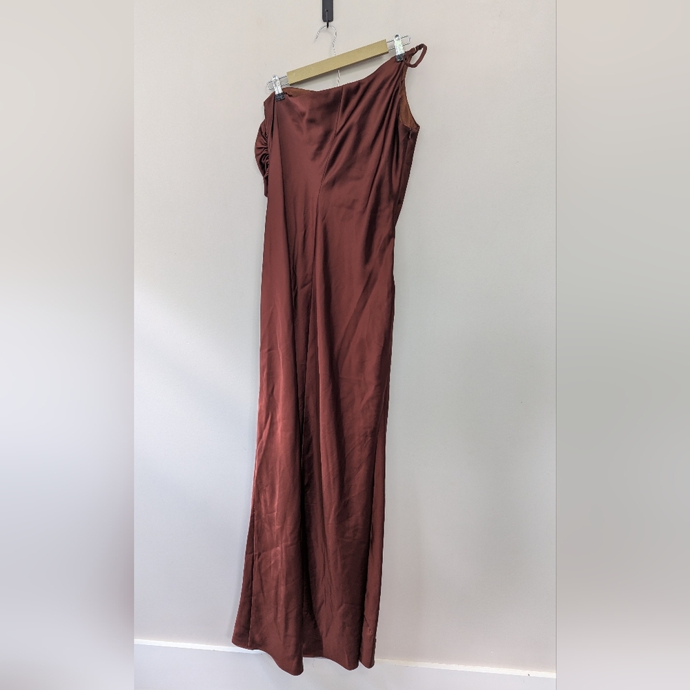 Reverly Jade Satin Dress Formal Wedding Guest One Shoulder - Picture 4 of 16